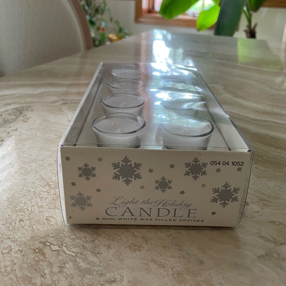 NEW White Mini Votive Set - 8-Piece White Wax Candles Collection - Picture 4 of 6